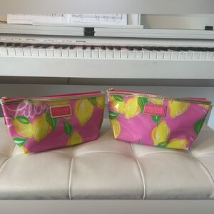 Lilly Pulitzer Pink and Yellow Lemon Cosmetic Bags